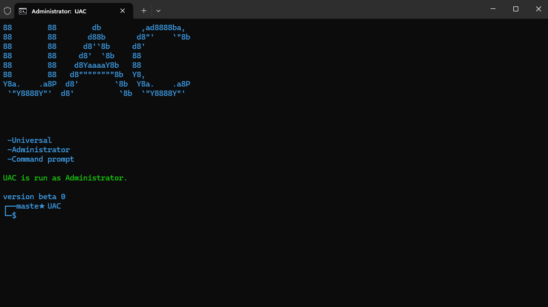 UAC start page